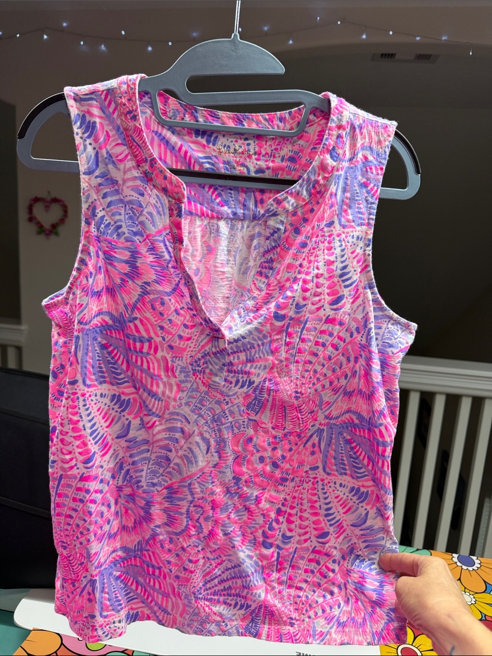 Lilly Pulitzer Pink & Purple Printed V-Neck Tank